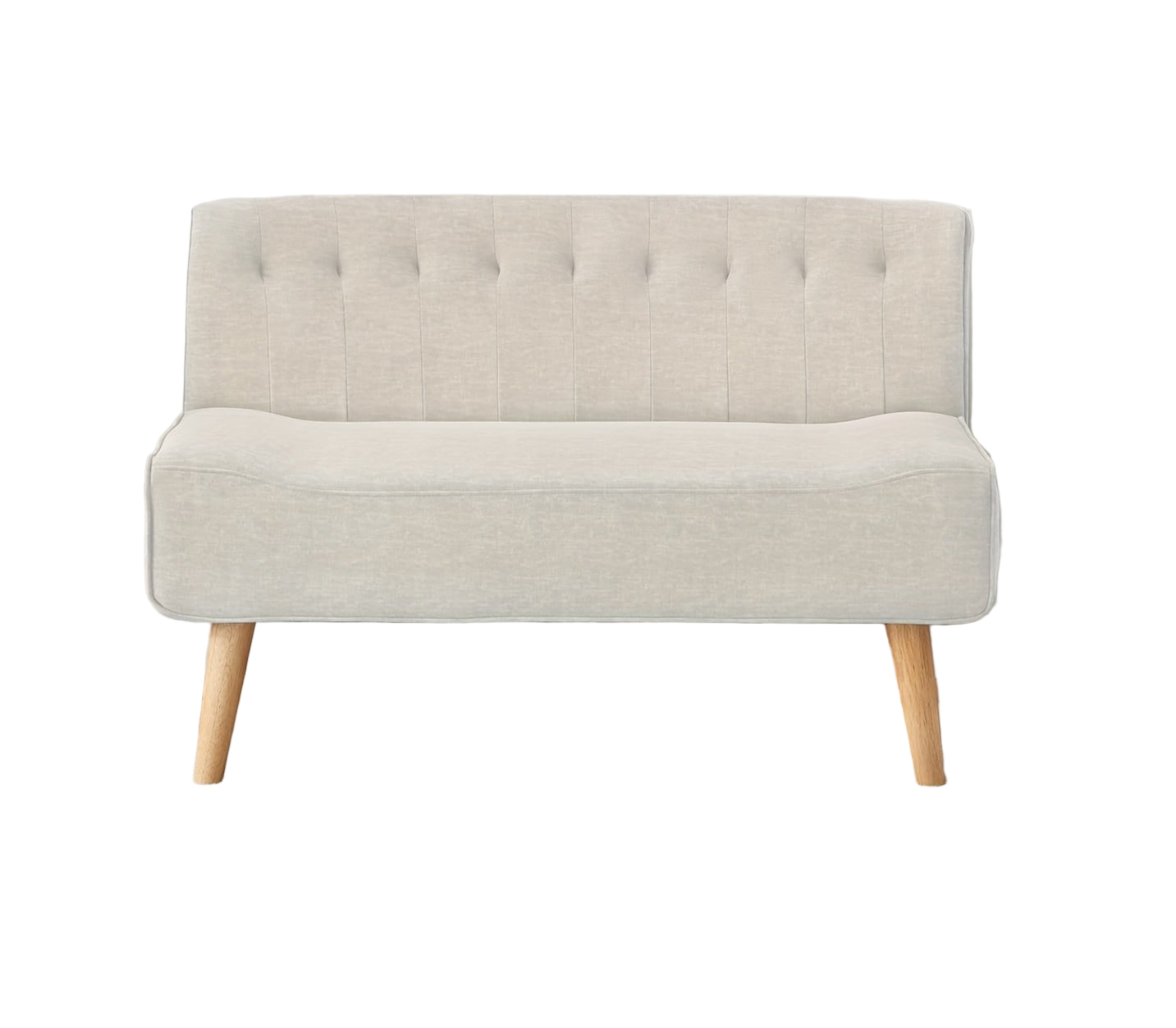 2-Zits Bank – Loveseat – Sofa – Tweezitsbank – Zitbank – Beige Linnen Look – Compact 117x56x78 cm – Stevig Metalen Frame Met Houten Poten