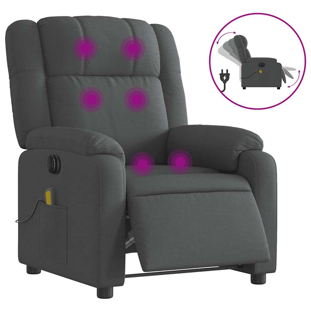 Elektrische Relaxfauteuil – Relaxstoel – Loungefauteuil – Elektrische Stoel – Massagefauteuil – Donkergrijs – 6 Massagepunten – Elektrische Verstelling 135°