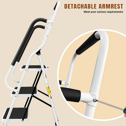 3-Traps Ladder – Opvouwbare Ladder – Steigertrap – Trapladder – Opstapladder – Veiligheidshandgreep – Antislip Voeten – Stalen Constructie – Max. Draaggewicht 150 kg