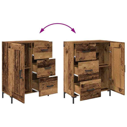 Modern Aged Wood Sideboard with Drawer - Engineered Wood Cabinet (69.5x34x90cm) | Particle Board, Frame | Freestanding Storage Furniture for, Dining Room, Entryway | Classic Contemporary Design for small to
