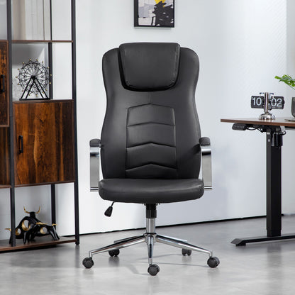 Bureaustoel – Office Chair – Werkstoel – Bureaustoel Kunstleer – Draaistoel – Zwart – Hoogte Verstelbaar – Gewatteerde Rugleuning