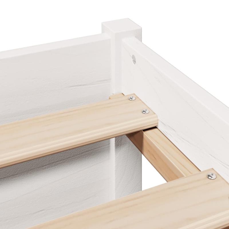 Bedframe – Boekenkastbed – Bed – Eenpersoonsbed – Opbergbed – Modern Wit – Stevig Dennenhouten Frame – 120x200 cm – Eenvoudige Montage