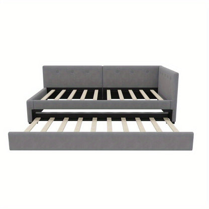 Daybed – Slaapbank – Uittrekbed – Logeerbed – Eenpersoonsbed – Minimalistisch Design – Uittrekbaar Bed 90x200 cm – Stevig Kunststof Frame Grijs