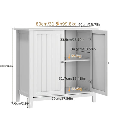 Vloerkast – Opbergkast – Badkamerkast – Kast Met Deuren – Staande Kast – Wit – Verstelbare Planken – Duurzaam Aluminium