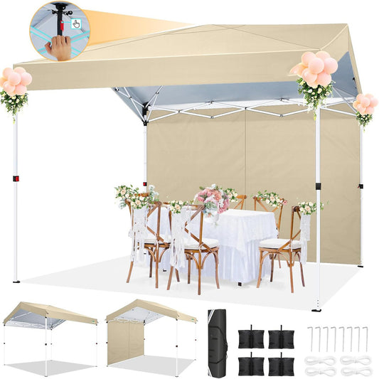 3X3M Pop-Up Awning Carport with Removable Towing Bag, Push-Pull Center Lock And Vent, Stable And Sturdy, Sun-Protected And Portable, 3 Height-Adjustable Outdoor Storage Garage, Party Tent for Backyards, Parties, Outdoor Stall