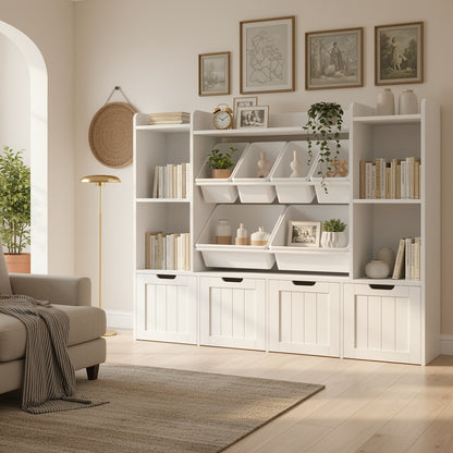 Boekenkast – Opbergkast – Boekenrek – Vakkenkast – Opbergrek – Hout – 6 Lades Met Verwijderbare Dozen – Mobiel Met Wieltjes – 68,58 cm Hoog – 90 Liter Inhoud