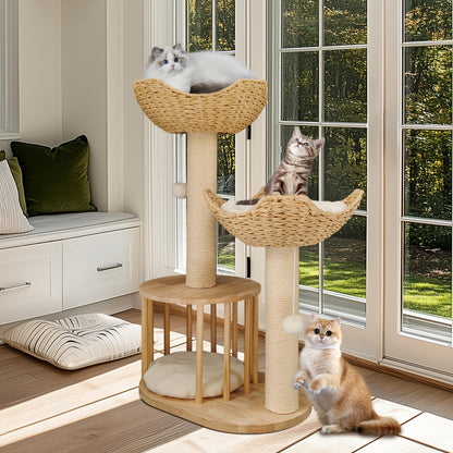 Krabpaal – Kattenboom – Krabmeubel – Kattenhuis – Krabton – 99 cm Hoog – Natuurlijk Hout en Sisal