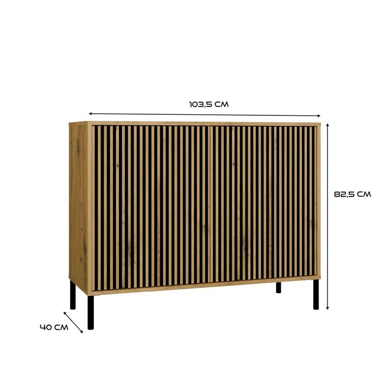 Ladefront – Ladepaneel – Ladescherm – Ladenfront – Ladekastfront – Geribbelde Lamellen – TIP-ON Opensysteem – MDF Eikenhout Look