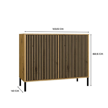 Ladefront – Ladepaneel – Ladescherm – Ladenfront – Ladekastfront – Geribbelde Lamellen – TIP-ON Opensysteem – MDF Eikenhout Look