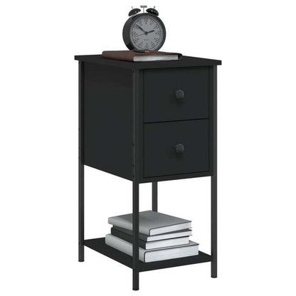Nachtkastje – Bijzettafel – Bedkastje – Opbergkastje – Zwart – Hardhout En Bewerkt Hout – 32x42x70 cm – Multifunctioneel En Duurzaam