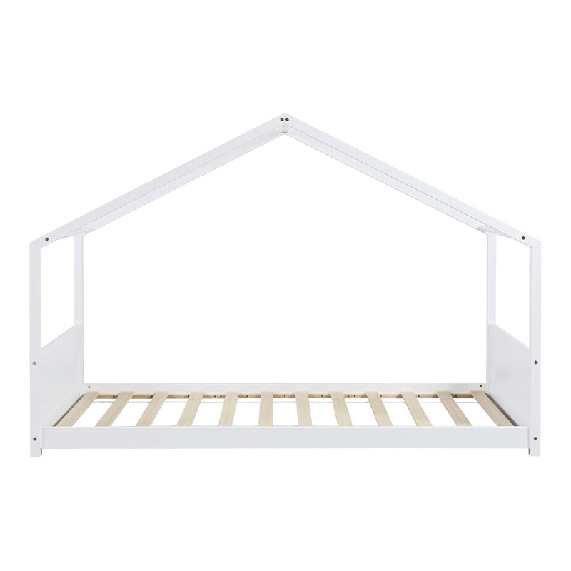 Huisbed – Kinderbed – Bedhuis – Speelbed – Bedhuisje – 90x200 cm – Stevig Dennenhouten Frame – Witte Natuurlijke Afwerking