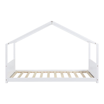Huisbed – Kinderbed – Bedhuis – Speelbed – Bedhuisje – 90x200 cm – Stevig Dennenhouten Frame – Witte Natuurlijke Afwerking
