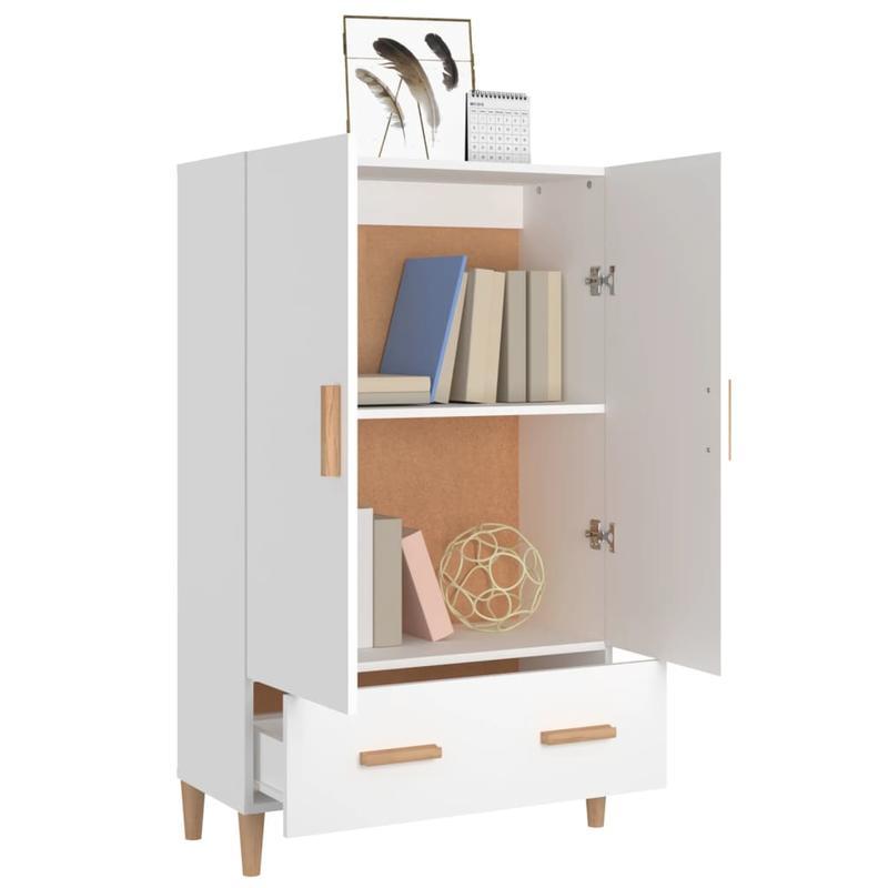 Opbergkast – Kasten – Opbergmeubel – Ladekast – Opbergrek – Wit – Compact Design – 3 Lades & Open Schappen – Kunststof Hout Met Metalen Handgrepen