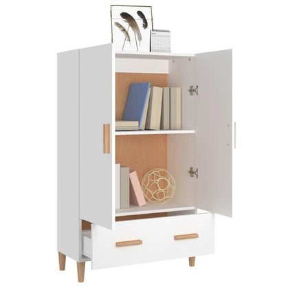 Opbergkast – Kasten – Opbergmeubel – Ladekast – Opbergrek – Wit – Compact Design – 3 Lades & Open Schappen – Kunststof Hout Met Metalen Handgrepen