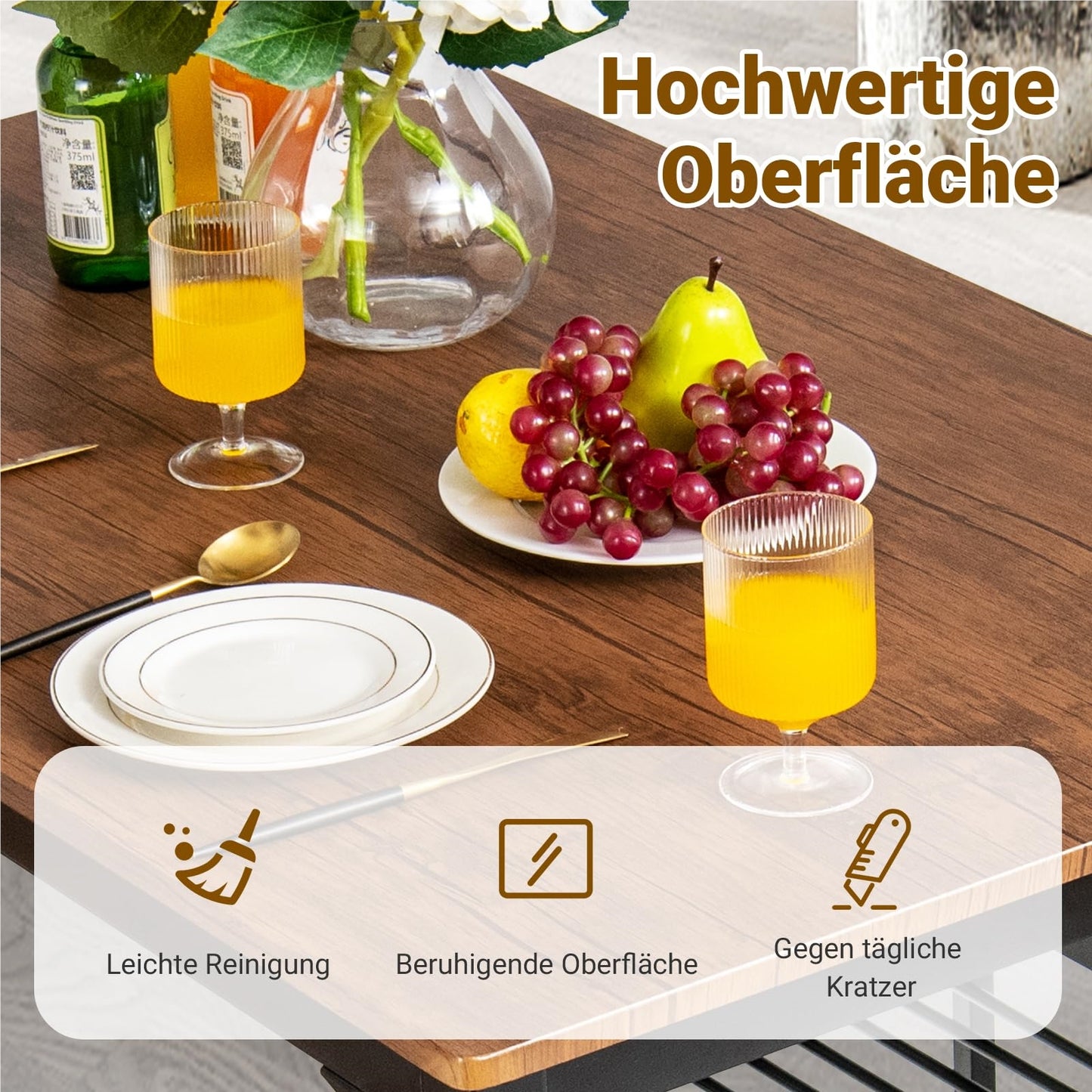 Eettafel Set 4-delig – Keukentafel – Stoelenset – Eetkamertafel – Industrieel Tafeldesign – Metaal Frame – Grote Bank Met Opbergruimte – Bruin