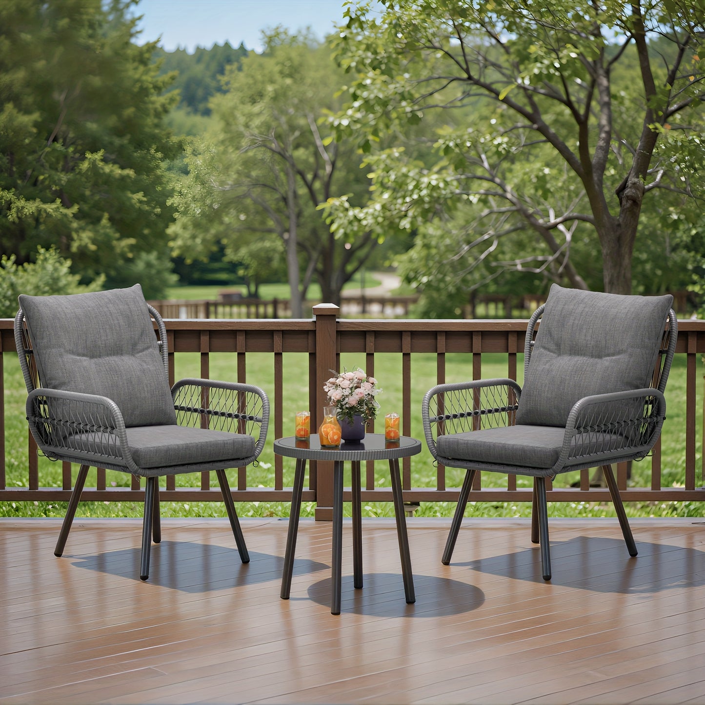 Tuinset – Buitenmeubilair – Bistroset – Loungeset – Balkonset – Weerbestendig Rattan & Metaal – Afneembare Kussens & Krasbestendige Coating