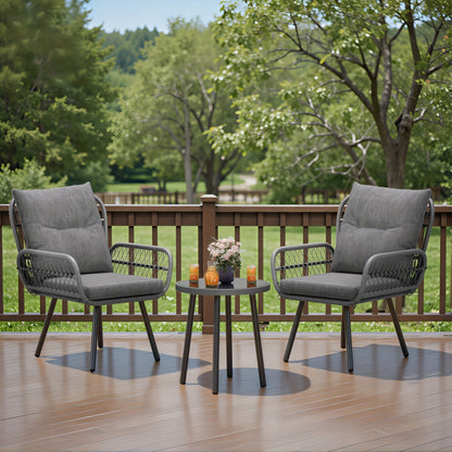 Tuinset – Buitenmeubilair – Bistroset – Loungeset – Balkonset – Weerbestendig Rattan & Metaal – Afneembare Kussens & Krasbestendige Coating