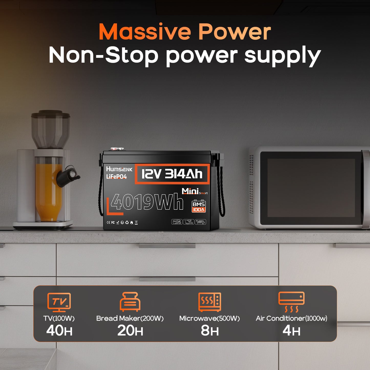 12V LiFePO4 Accu – Lithium Batterij – Caravan Accu – Camper Accu – Zonne-energie Accu – 314Ah Capaciteit – Compact & Lichtgewicht Met Afstandsbediening
