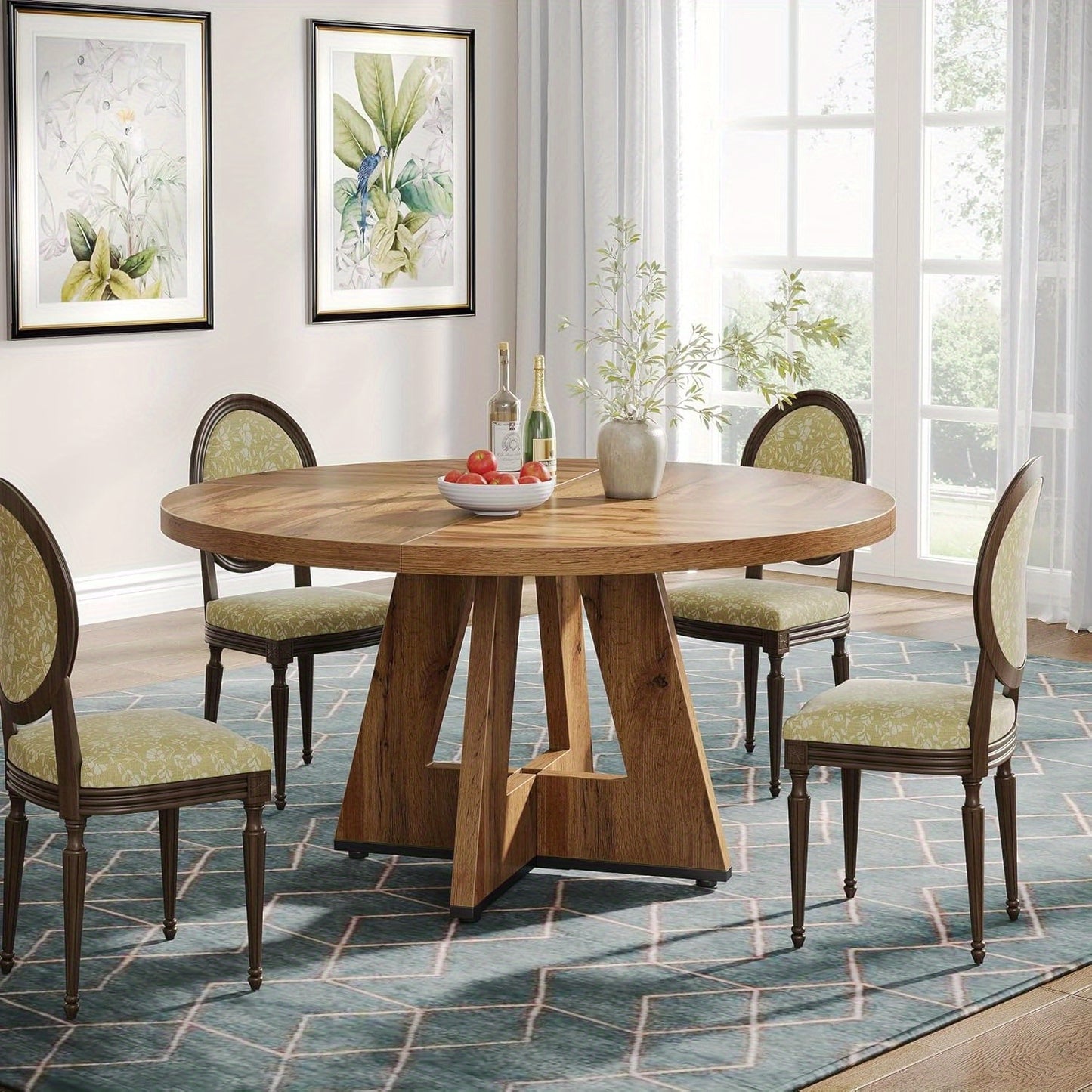 Ronde Eettafel – Keukentafel – Tafel Voor 4 Personen – Farmhouse Tafel – Kleine Ronde Tafel – Houten Materiaal – Ø 120 cm