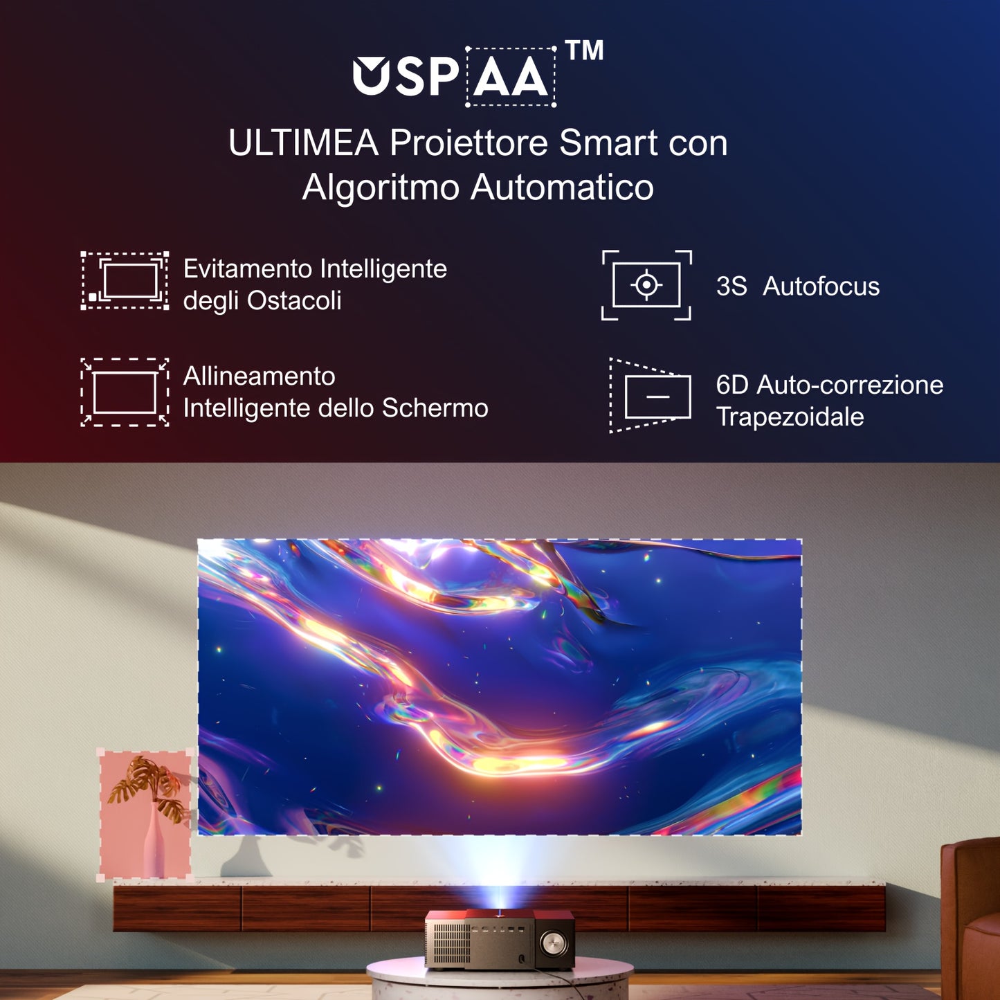 Beamer – Projector – Mini Beamer – Thuisbioscoop – Full HD 1080p – 700 ANSI Lumen – Automatische Focus & 6D Keystone Correctie – HDR10 & Draadloos WiFi
