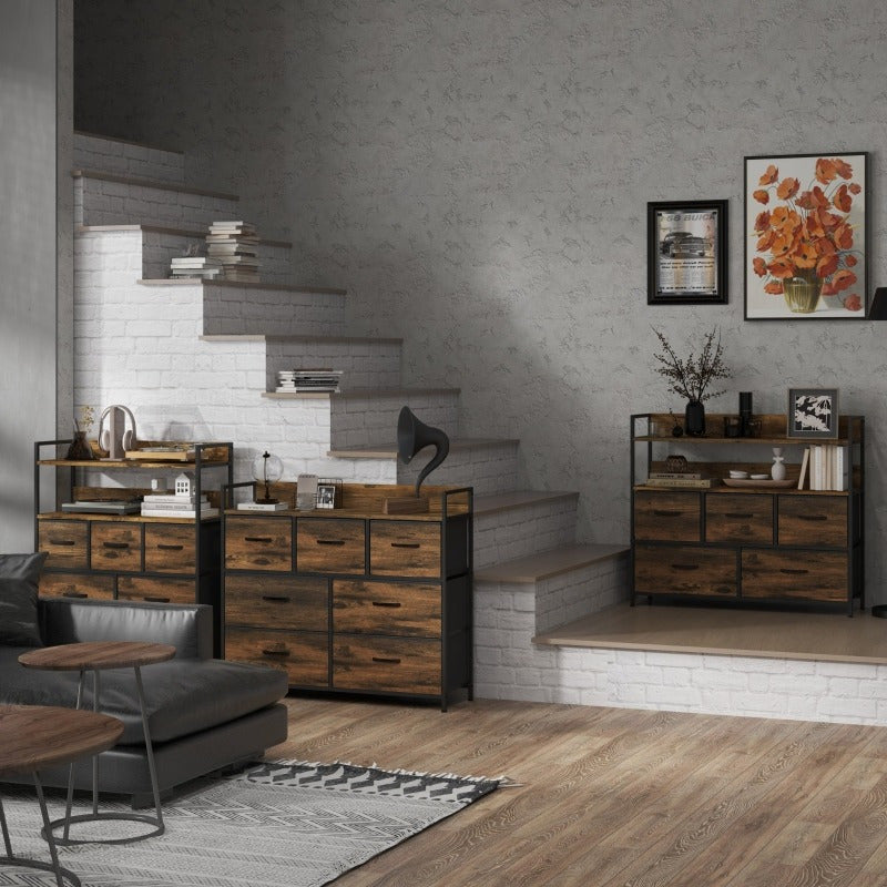 Ladekast – Dressoir – Opbergkast – Kommode – Kastje – 7 Lades – Stof Bekleding – Anti-Kantel Veilig