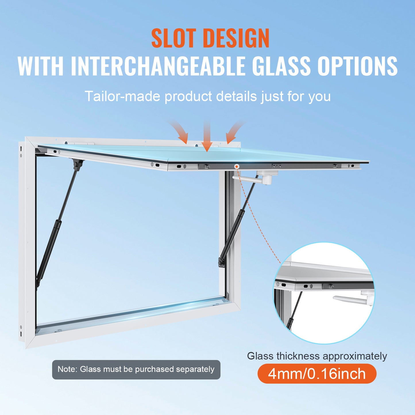 Foodtruck Luifel – Serveerruit – Uitgifteraam – Verkoopkraam Raam – Schuifraam – Aluminium Frame – 48"x36" – Hydraulische Steunen – Met Slot & Zonnescherm