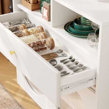 Opbergkast – Opbergmeubel – Kast – Dressoir – Bergkast – Modern Wit – 2 Deuren & Lade – Vrijstaand – 3,2+ Kubieke Voet – Eenvoudige Montage – Duurzaam