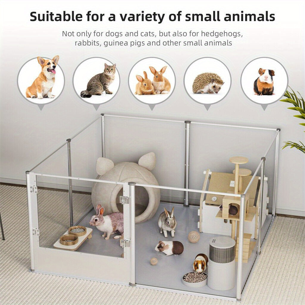 Acrylic Hondenren – Dierenren – Puppyren – Binnenren – Kattenren – Transparant Speelren 120x120x61cm – Waterdichte Onderlegger – Veilige Lock Deur
