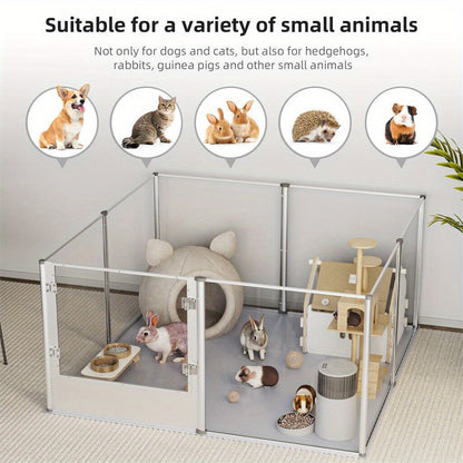 Acrylic Hondenren – Dierenren – Puppyren – Binnenren – Kattenren – Transparant Speelren 120x120x61cm – Waterdichte Onderlegger – Veilige Lock Deur