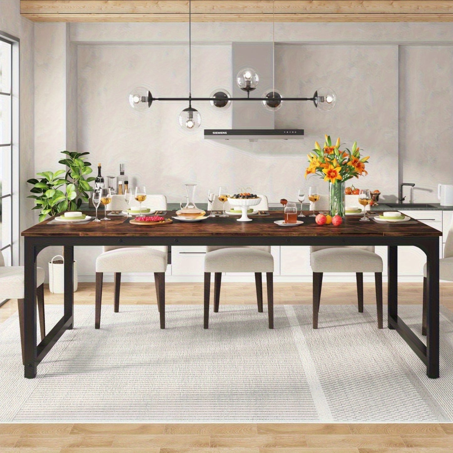 Eettafel – Eettafels – Keukentafel – Tafel – Eetkamertafel – Extra Lang – Stevig Metaal en Hout – Geschikt voor 4-6 Personen