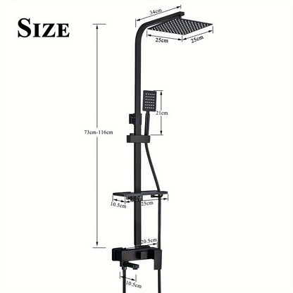 Antiek Messing Doucheset – Regendouche – Douchepaneel – Handdouche – Douchesysteem – Olie-Gewreven Afwerking – Verstelbare Hoogte 70-120 cm