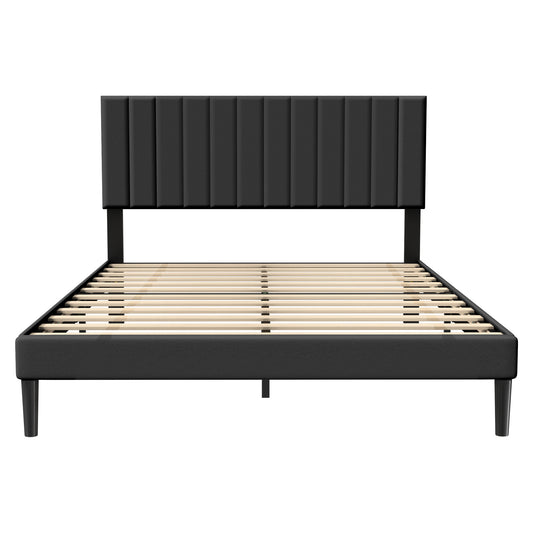 Bedframe – Gästebett – Metaalbed – Ledikant – Logeerbed – Fluwelen Hoofdbord – Metalen Frame – 140x200 cm – Max 300 kg Draagvermogen