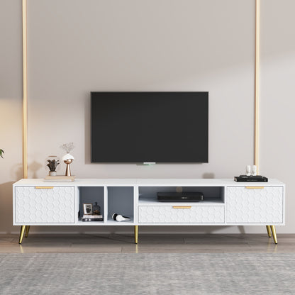Tv Meubel – TV Kast – TV Dressoir – TV Stand – Meubelkast – Wit Honingraatpatroon – Kantelbeveiliging – 180x40x41 cm