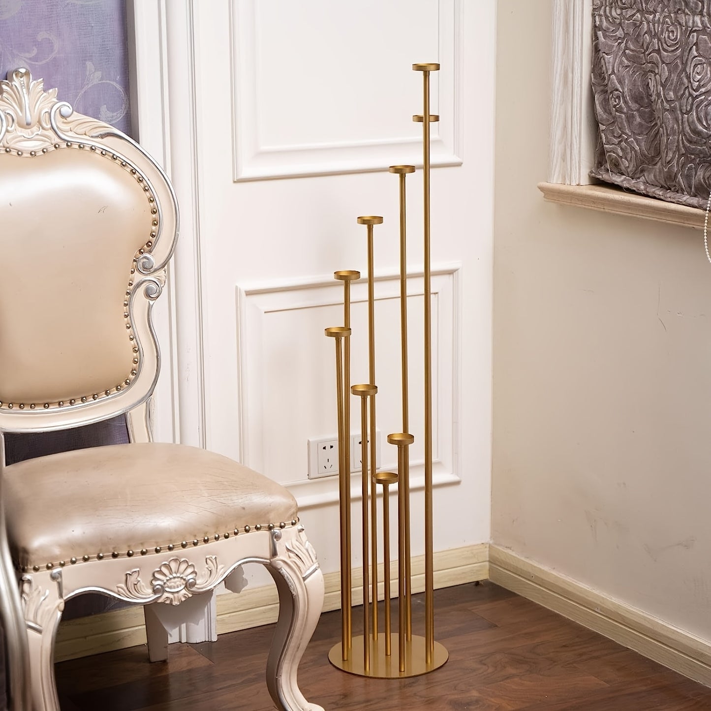 Gouden Kandelaar – Kaarshouder – Candelabra – Waxinehouder – 9-armige Kandelaar – Set van 2 – Metaal – Antiroest Met Fluwelen Bodem