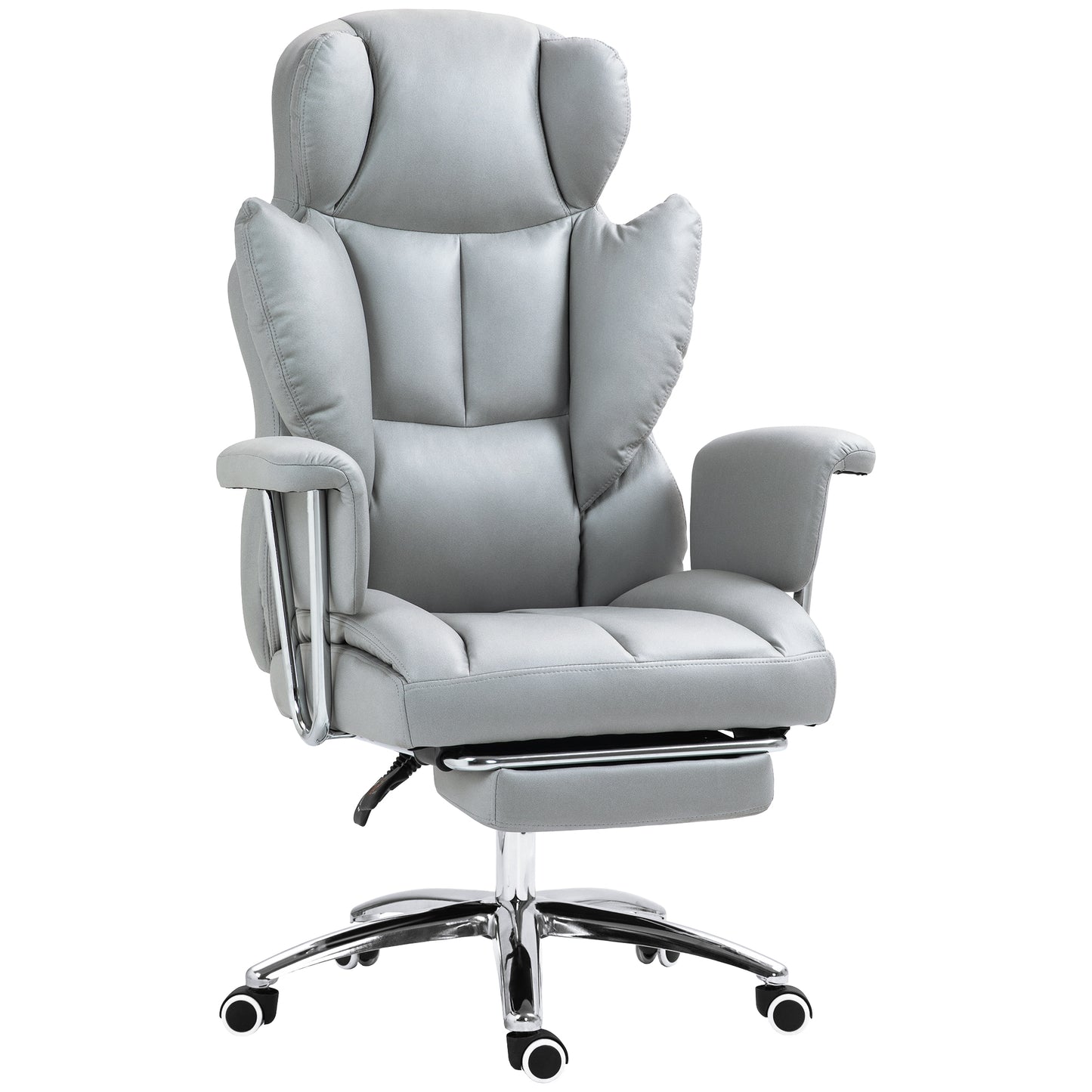 Bureaustoel – Office Chair – Ergonomische Stoel – Draaistoel – Kantoorstoel – Verstelbare Rugleuning Tot 135° – In Hoogte Verstelbaar Met Voetensteun – Lichtgrijs – Max. 120 kg