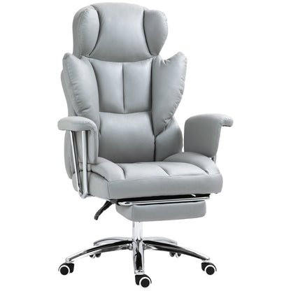 Bureaustoel – Office Chair – Ergonomische Stoel – Draaistoel – Kantoorstoel – Verstelbare Rugleuning Tot 135° – In Hoogte Verstelbaar Met Voetensteun – Lichtgrijs – Max. 120 kg