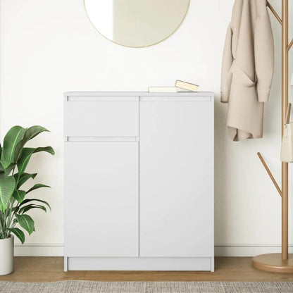 Sideboard with Drawer, White, 71x35x84 cm, Wood Composite Material/Storage Cabinet/Shoe Rack/TV Stand. This Storage Shelf Offers Ample Space to Keep Various Items Organized, Keeping Your Room Tidy