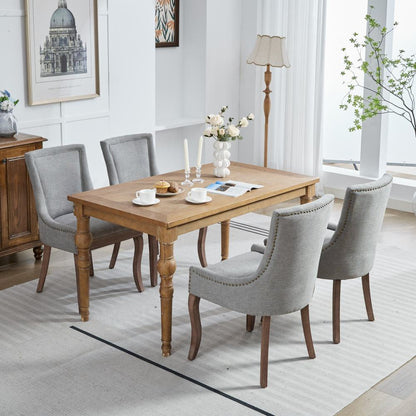 Eetkamerstoel – Stoel Met Armleuning – Diningsstoel – Retro Stoel – Armstoel – Grijs Chenille – Extra Brede Armleuningen – Dikke Gevoerde Zitkussens