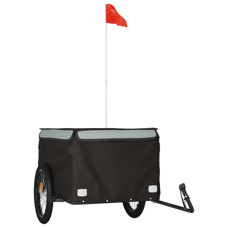 Grey-Black Iron Trailer 45 Kg for Bikes: Reinforced Iron Frame, Guaranteed Stability. Classic Shades Combining Style And Practicality, Quick Attachment for Instant Mounting. Foldable for Easy Storage, Transports Camping Equip