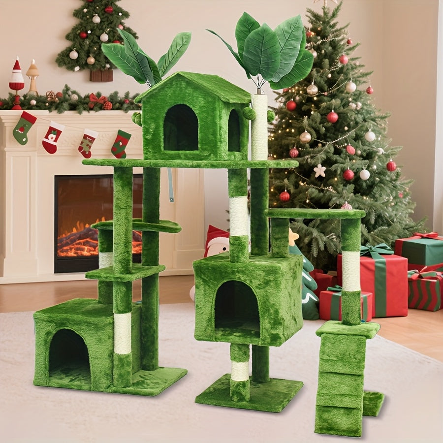 Kattenklimtoren – Kattenboom – Krabpaal – Speeltoren – Klimmeubel – Hoog 149,86 cm – Duurzaam Houten Frame – Zachte Bekleding