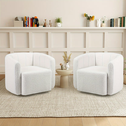 Draaifauteuil – Fauteuil – Loungestoel – Relaxstoel – Zithoekstoel – Ergonomisch Design – 360° Draaibaar – Sherpa Bekleding – Robuust Houten Frame