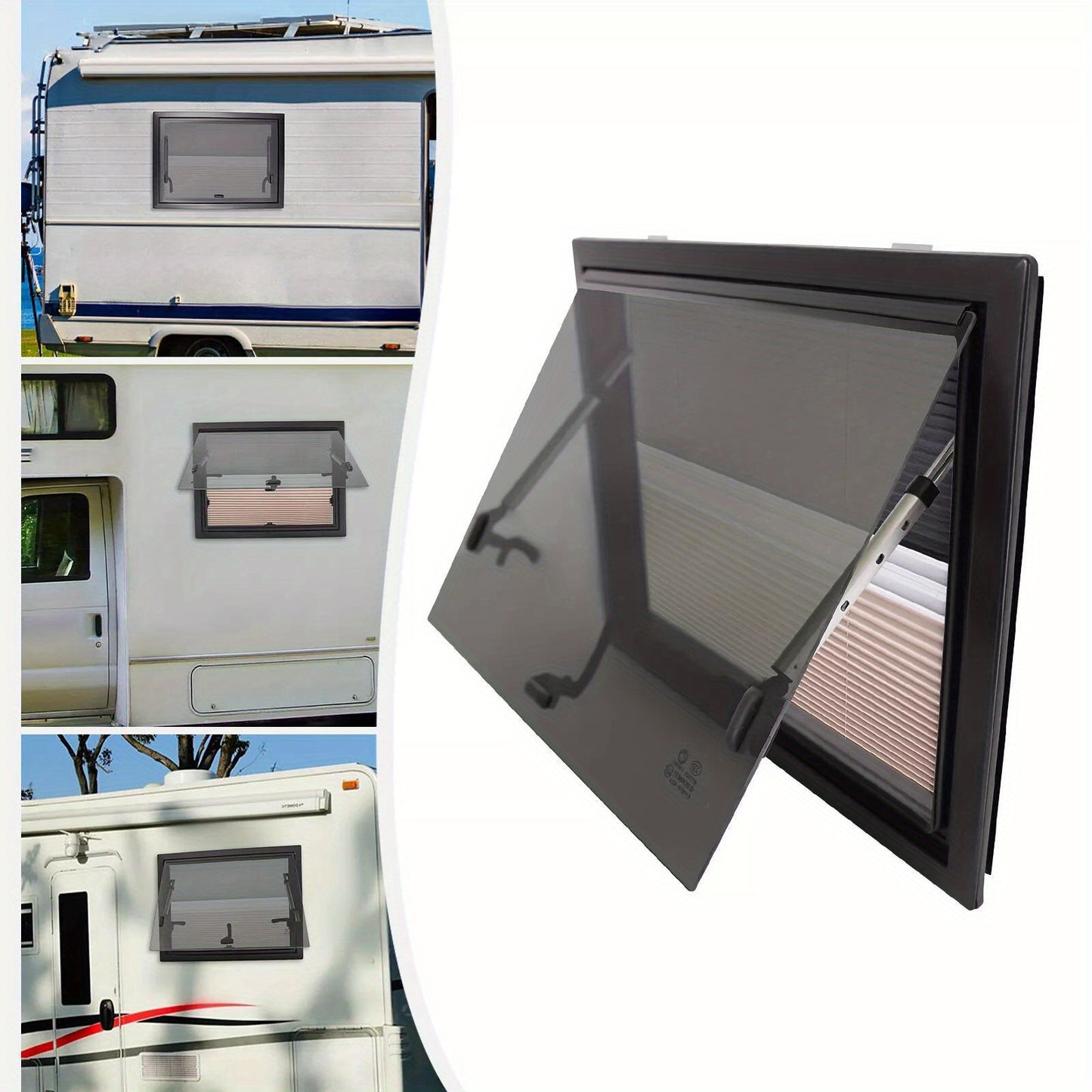 Camperraam – Caravanraam – Busraam – Trailerraam – Ombouwraam – Aluminiumlegering & Gehard Glas – Maximale Opening 65°