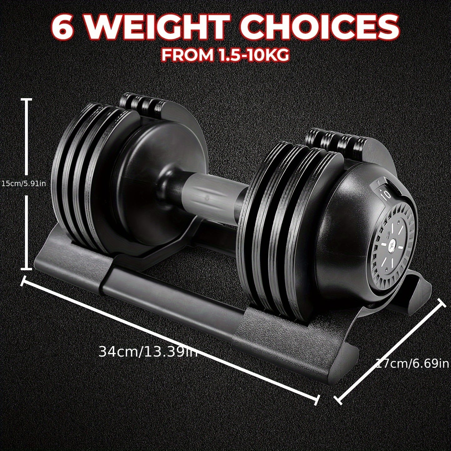 2pcs 10kg Dumbbells with Base, Adjustable Weight, Non-slip Handle, Total Weight 20kg, with Base to Prevent Rolling, Suitable for Home, Office, Gym, Body Training