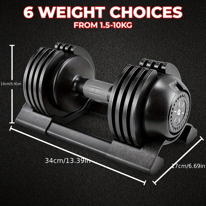 2pcs 10kg Dumbbells with Base, Adjustable Weight, Non-slip Handle, Total Weight 20kg, with Base to Prevent Rolling, Suitable for Home, Office, Gym, Body Training