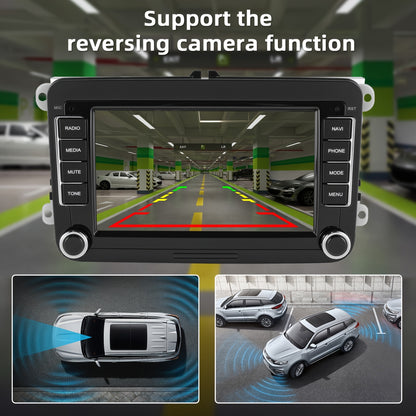 ESSGOO 4+64G Android 14 Car Stereo Compatible with VW Models Such As Caddy, Golf MK5, Golf 6, Polo, Passat, And Seat, Featuring RCD330 with Carplay And Android Auto, a 7-Inch 17.78Cm HD-IPS Touchscreen, WIFI, GPS Navigation,