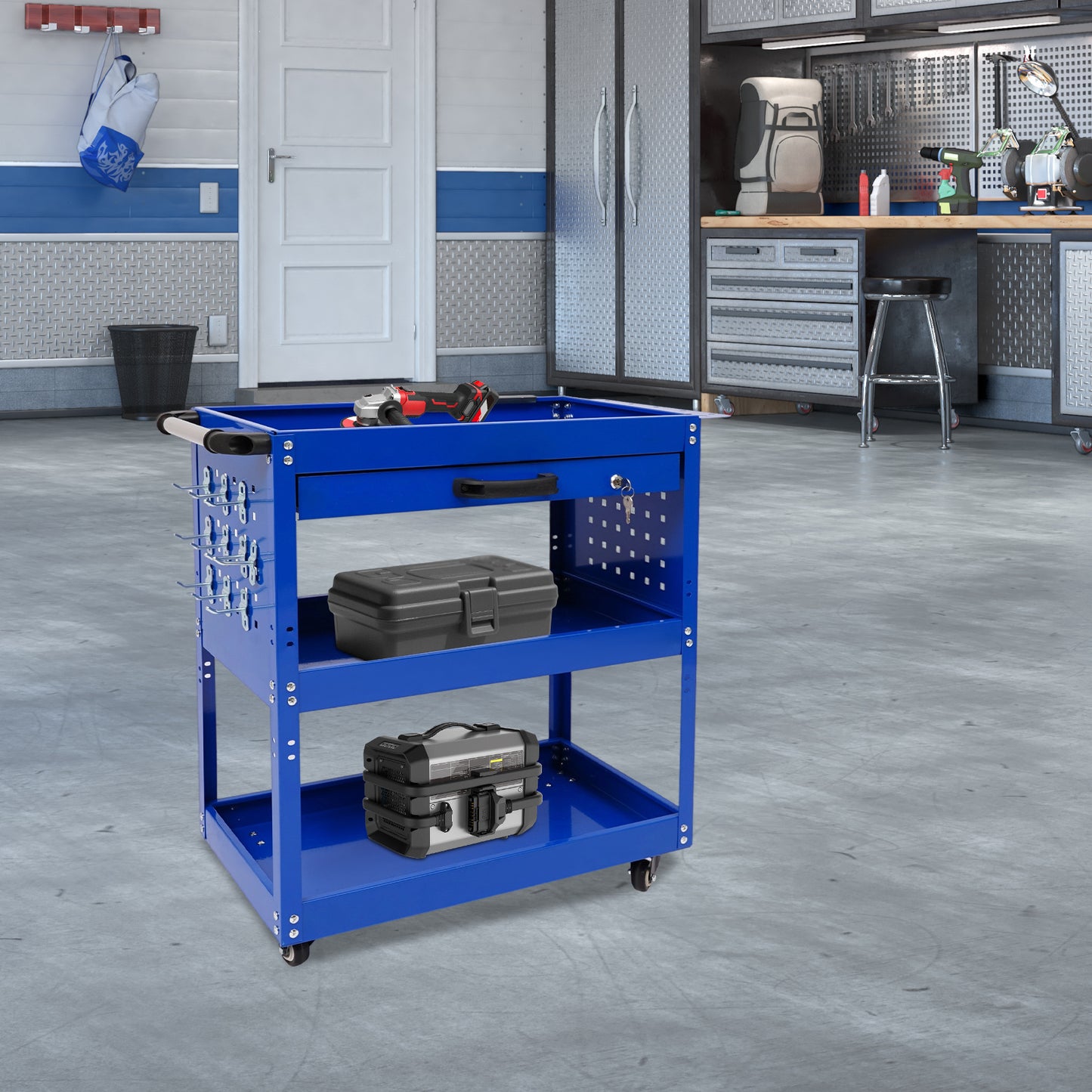 Verrijdbare Gereedschapswagen – Werkplaatswagen – Opslagwagen – Transportwagen – Tuinwagen – Stevig Stalen Frame – Draagvermogen 250 kg