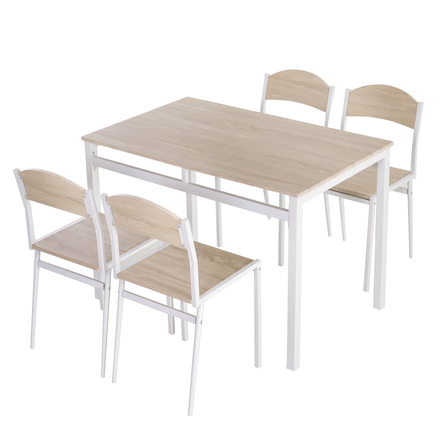Eettafelset – Eethoek – Keukentafel – Eettafel – Stoelenset – Compact Design – Lichtgrijs en Wit