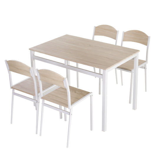 Eettafelset – Eethoek – Keukentafel – Eettafel – Stoelenset – Compact Design – Lichtgrijs en Wit