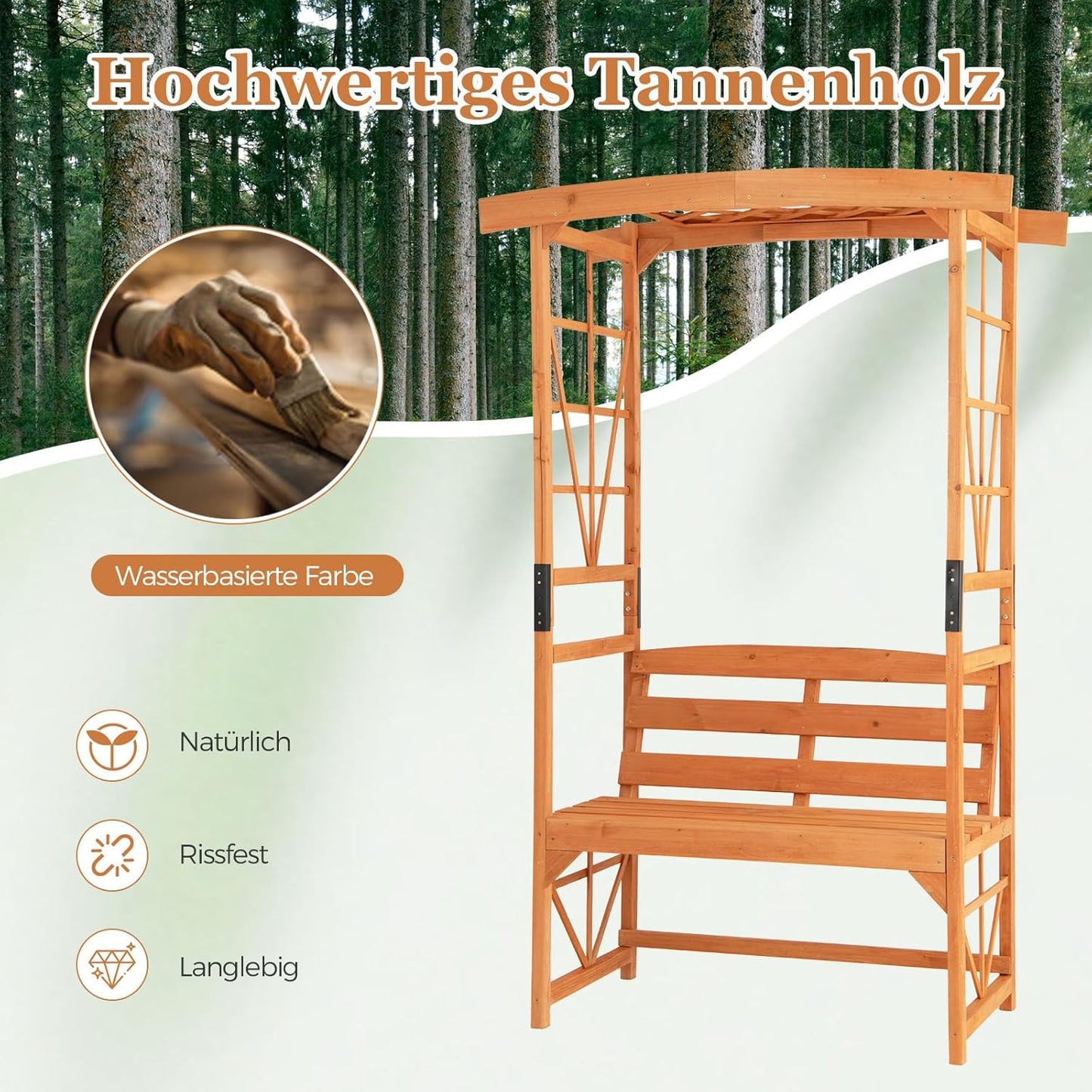 Prieel – Tuinboog – Pergola – Tuinarbor – Tuinbank – Hout Met Watergedragen Beschermlaag – Comfortabele Zitplek Voor Twee Personen