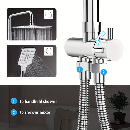 Regendouche – Doucheset – Douchekop – Douchekraan – Douche – Vierkante Hoofddouche 25,4x25,4 cm – Roestvrijstaal Met Verstelbare Chroom Wandbeugel